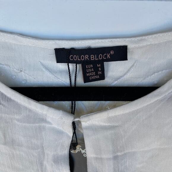 Color Block S White Boho Doleman Sleeve Embroidered Butterfly Boho Blouse - Picture 5 of 9